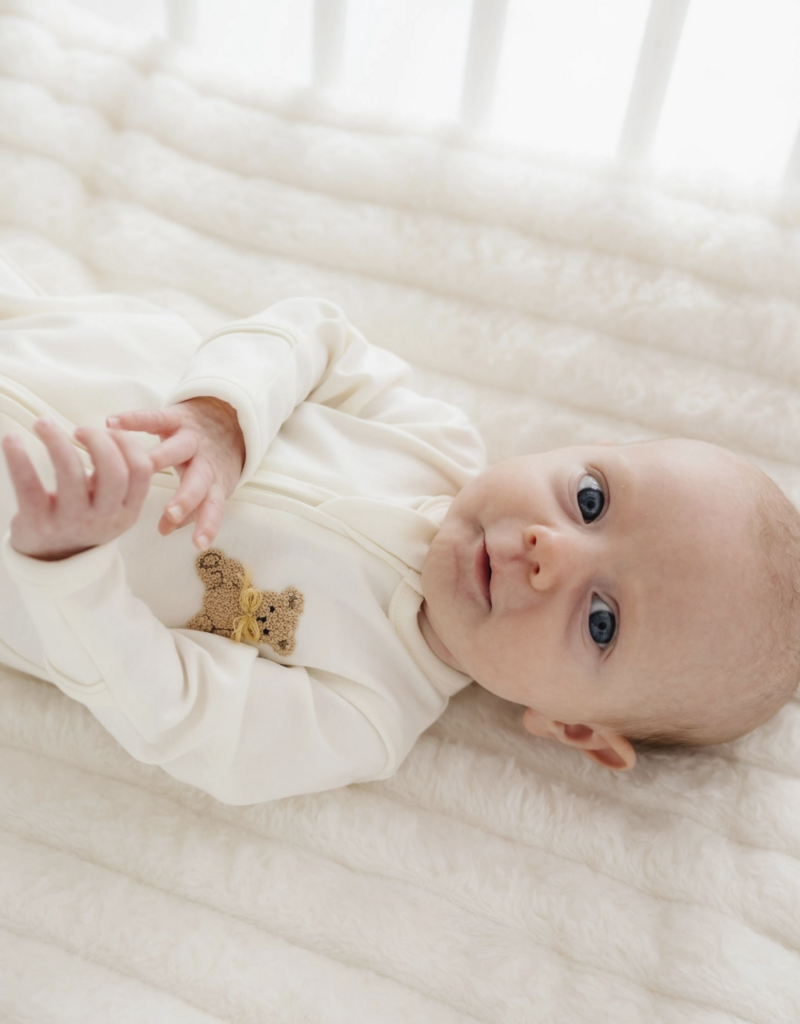 Magnolia Baby Bear Hugs Zip Footie Ivory