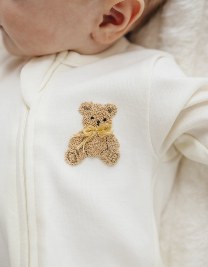 Magnolia Baby Bear Hugs Zip Footie Ivory