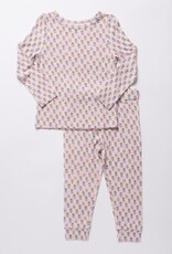 Pink Chicken kids bamboo pj set - pink carnations