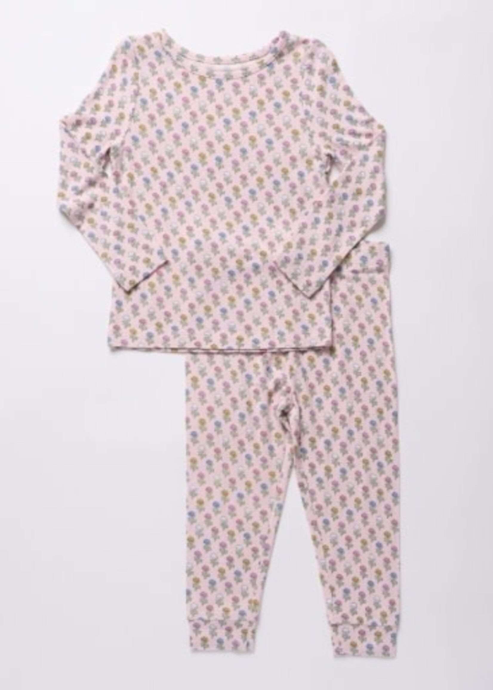 Pink Chicken kids bamboo pj set - pink carnations