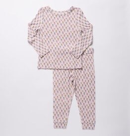 Pink Chicken kids bamboo pj set - pink carnations