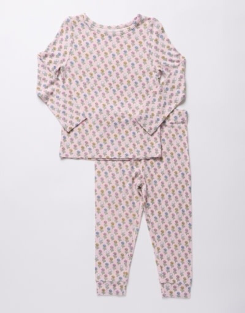 Pink Chicken kids bamboo pj set - pink carnations