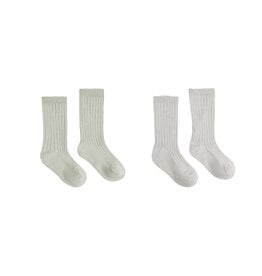 Rylee + Cru LLC RIBBED SOCKS  2-PACK FOG  SAGE