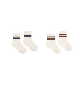 Rylee + Cru LLC STRIPE SOCKS 2-PACK FOG MULBERRY