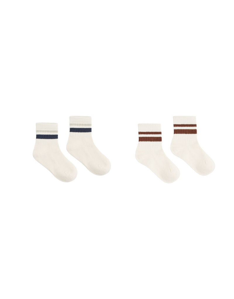 Rylee + Cru Inc. STRIPE SOCKS 2-PACK FOG MULBERRY
