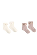 Rylee + Cru LLC LACE TRIM SOCKS  2-PACK ROSEWOOD  NATURAL