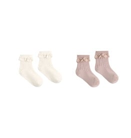 Rylee + Cru Inc. LACE TRIM SOCKS  2-PACK ROSEWOOD  NATURAL