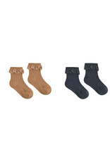 Rylee + Cru Inc. LACE TRIM SOCKS  2-PACK FAWN  MIDNIGHT