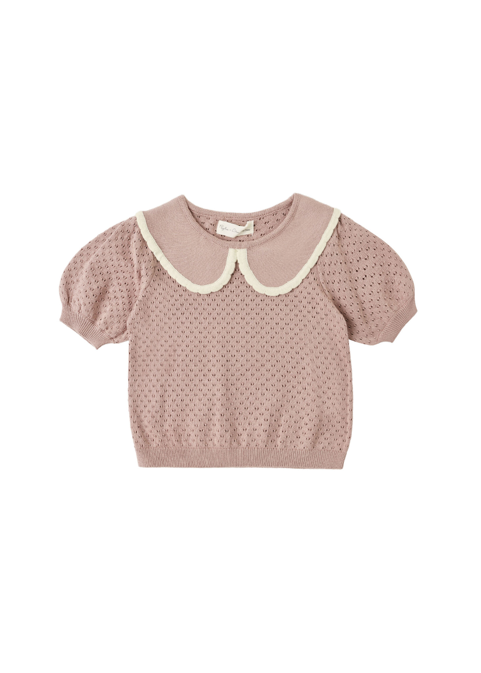 Rylee + Cru LLC POINTELLE COLLARED TOP ROSEWOOD