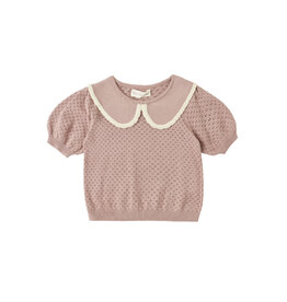 Rylee + Cru Inc. POINTELLE COLLARED TOP ROSEWOOD