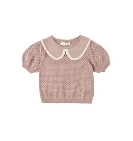 Rylee + Cru LLC POINTELLE COLLARED TOP ROSEWOOD