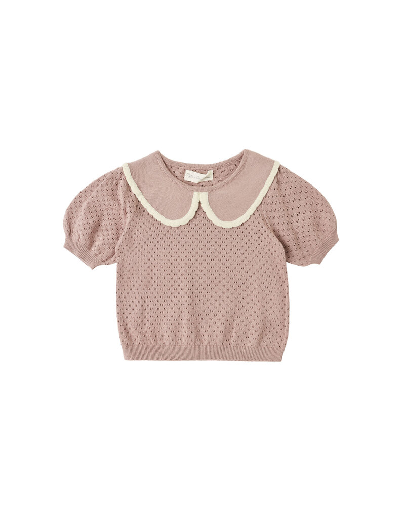 Rylee + Cru Inc. POINTELLE COLLARED TOP ROSEWOOD