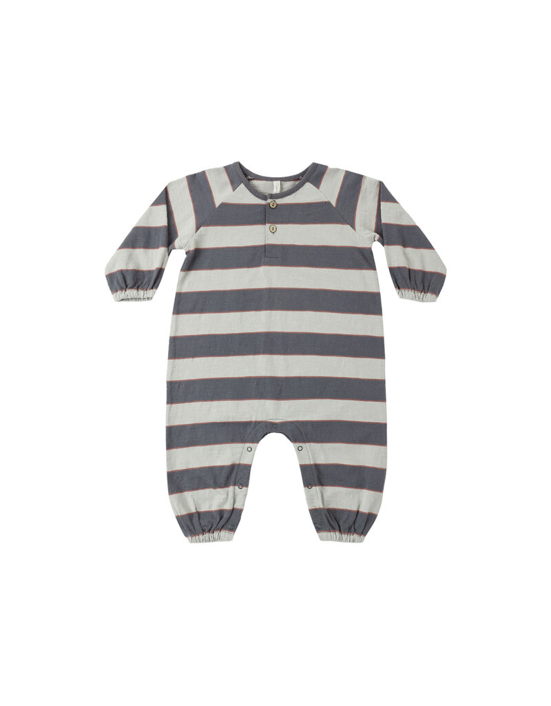 Rylee + Cru Inc. HENLEY JUMPSUIT SAGE STRIPE MIDNIGHT