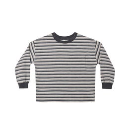 Rylee + Cru LLC RELAXED LONG SLEEVE TEE BLUE STRIPE