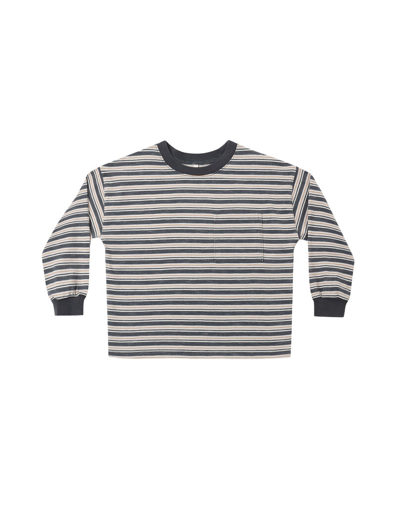 Rylee + Cru Inc. RELAXED LONG SLEEVE TEE BLUE STRIPE