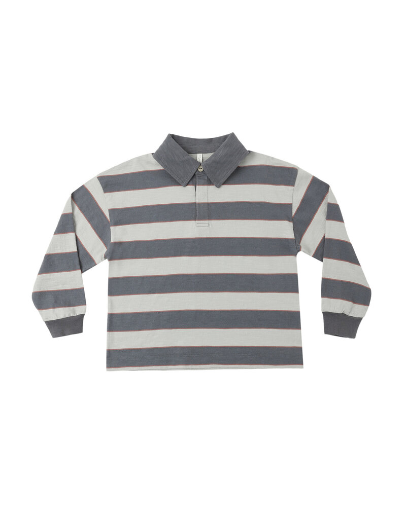 Rylee + Cru LLC RUGBY POLO SAGE STRIPE