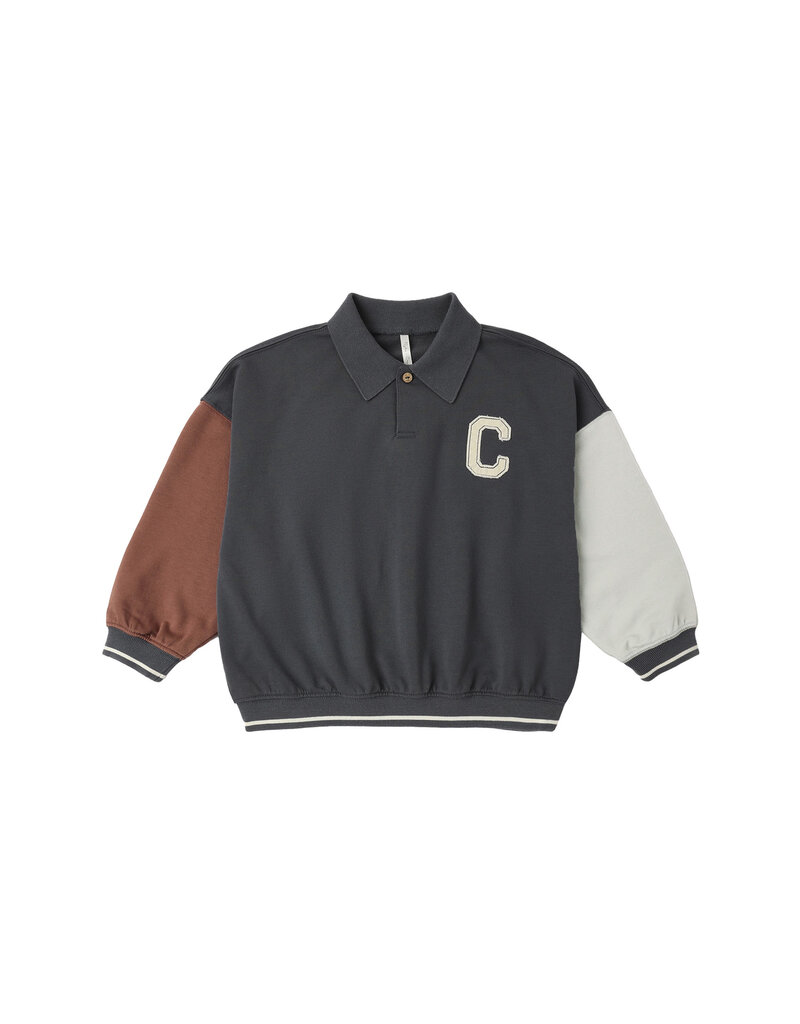 Rylee + Cru LLC COLLARED SWEATSHIRT COLOR BLOCK