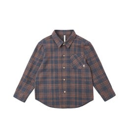 Rylee + Cru LLC COLLARED LONG SLEEVE SHIRT MIDNIGHT PLAID