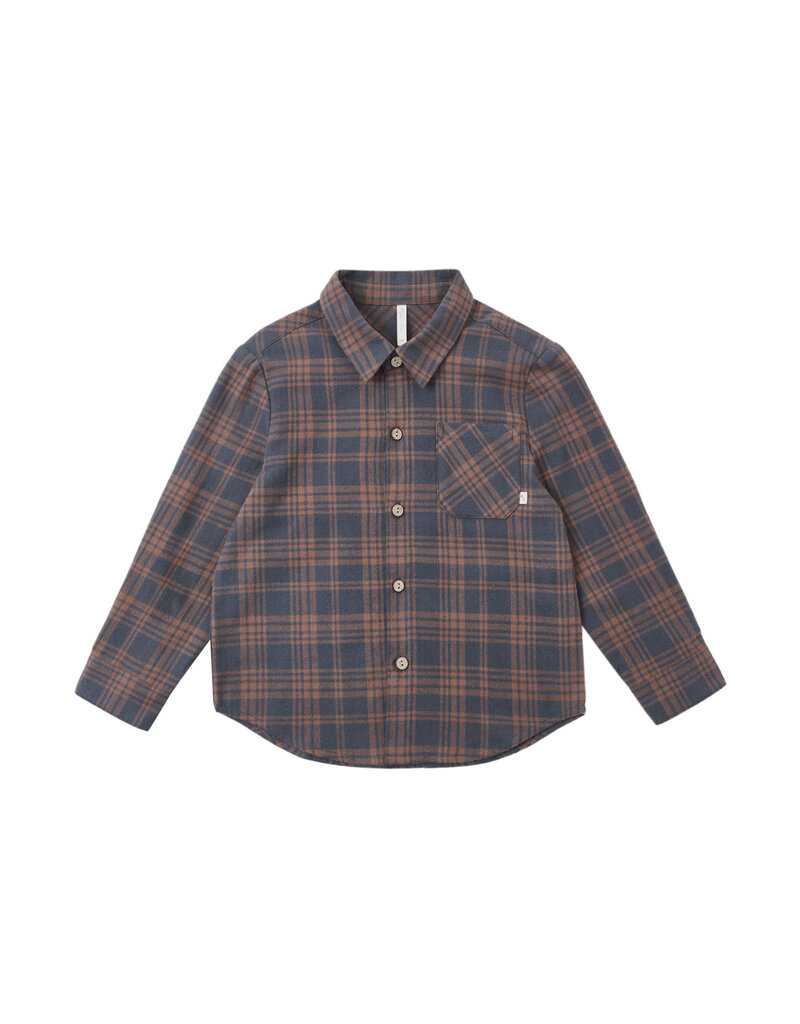 Rylee + Cru Inc. COLLARED LONG SLEEVE SHIRT MIDNIGHT PLAID