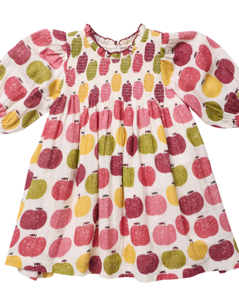 Pink Chicken girls puff sleeve stevie- pink delicious apples
