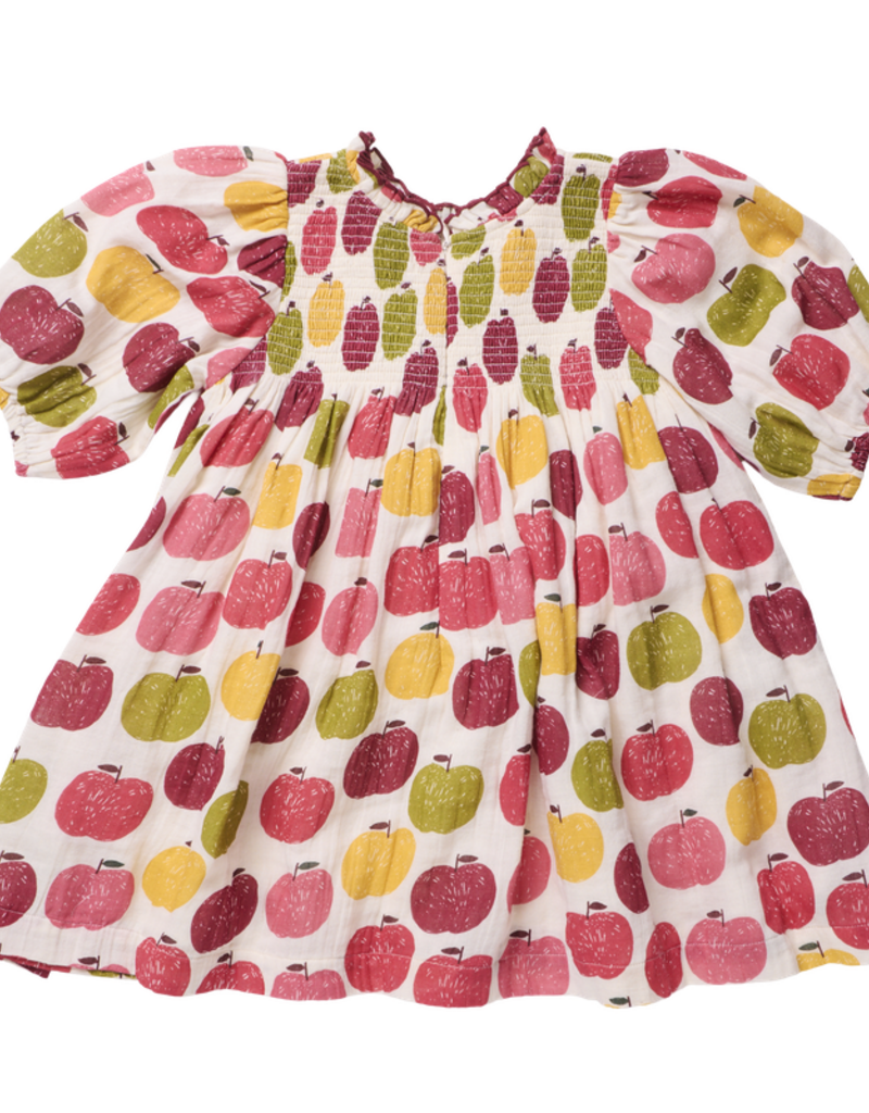 Pink Chicken girls puff sleeve stevie- pink delicious apples