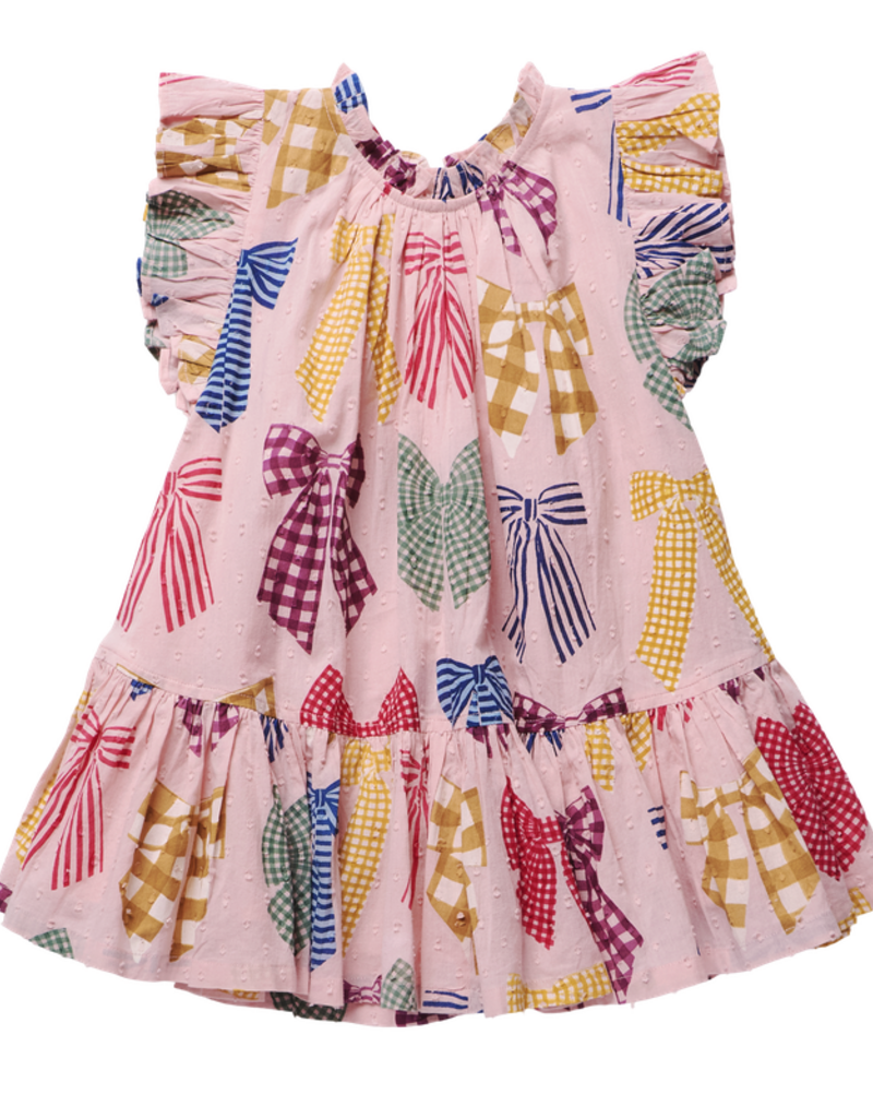 Pink Chicken girls harper dress - patterned bows