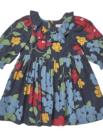 Pink Chicken girls amara dress - navy hibiscus floral