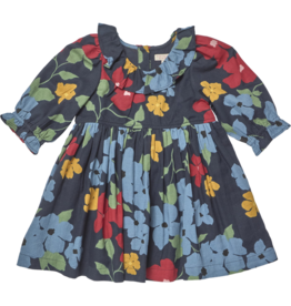 Pink Chicken girls amara dress - navy hibiscus floral