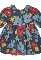 Pink Chicken girls amara dress - navy hibiscus floral