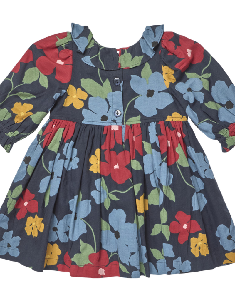 Pink Chicken girls amara dress - navy hibiscus floral