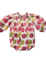 Pink Chicken baby girls stevie puff sleeve bubble - pink delicious apples