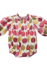 Pink Chicken baby girls stevie puff sleeve bubble - pink delicious apples