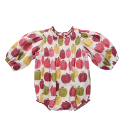 Pink Chicken baby girls stevie puff sleeve bubble - pink delicious apples