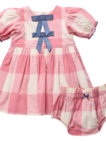 Pink Chicken baby girls hermione dress set - pink check
