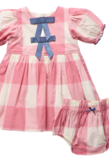 Pink Chicken baby girls hermione dress set - pink check