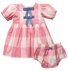 Pink Chicken baby girls hermione dress set - pink check