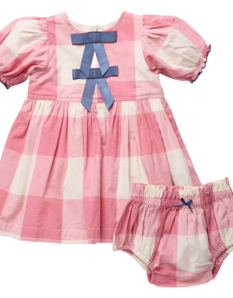 Pink Chicken baby girls hermione dress set - pink check
