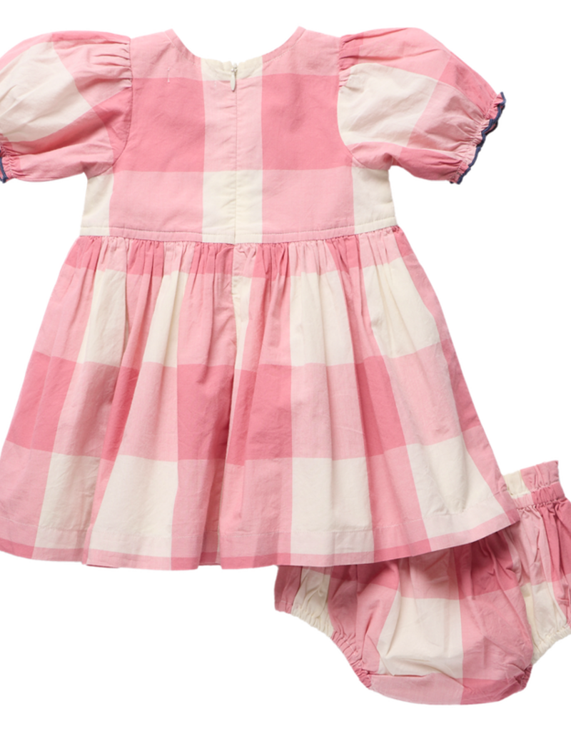 Pink Chicken baby girls hermione dress set - pink check