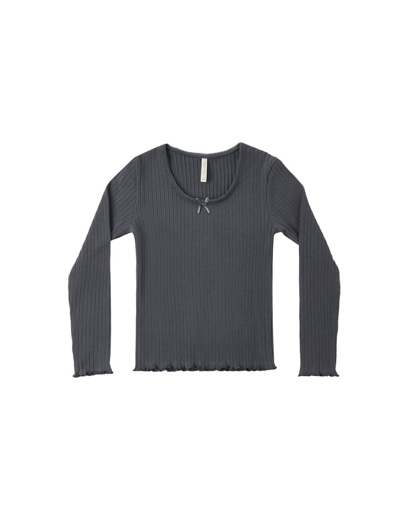 Rylee + Cru Inc. TEEN RIBBED LONG SLEEVE KNIT TEE MIDNIGHT