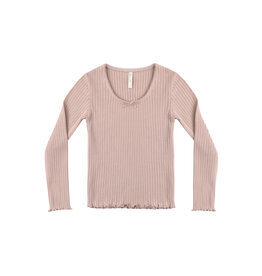 Rylee + Cru Inc. TEEN RIBBED LONG SLEEVE KNIT TEE ROSEWOOD