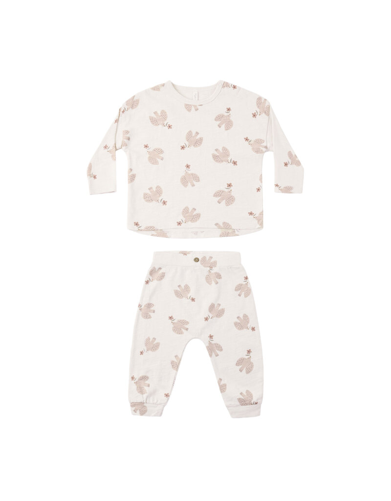 Rylee + Cru Inc. LONG SLEEVE TEE + PANT SET SPARROWS NATURAL