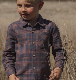 Rylee + Cru LLC COLLARED LONG SLEEVE SHIRT MIDNIGHT PLAID