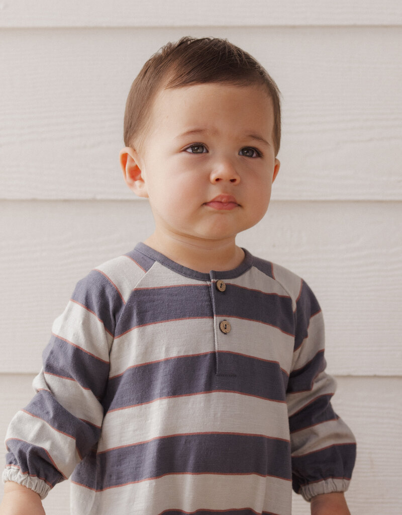 Rylee + Cru LLC HENLEY JUMPSUIT SAGE STRIPE MIDNIGHT