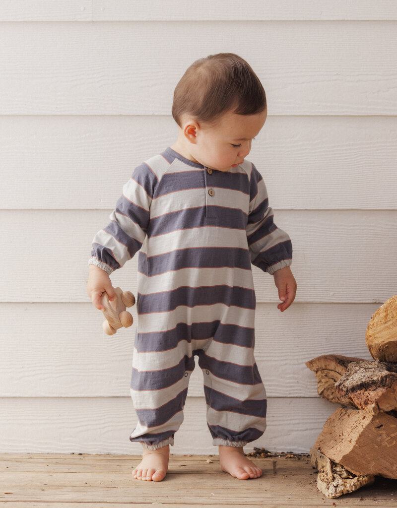 Rylee + Cru Inc. HENLEY JUMPSUIT SAGE STRIPE MIDNIGHT