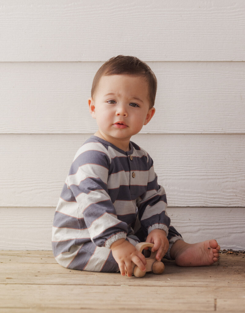 Rylee + Cru Inc. HENLEY JUMPSUIT SAGE STRIPE MIDNIGHT