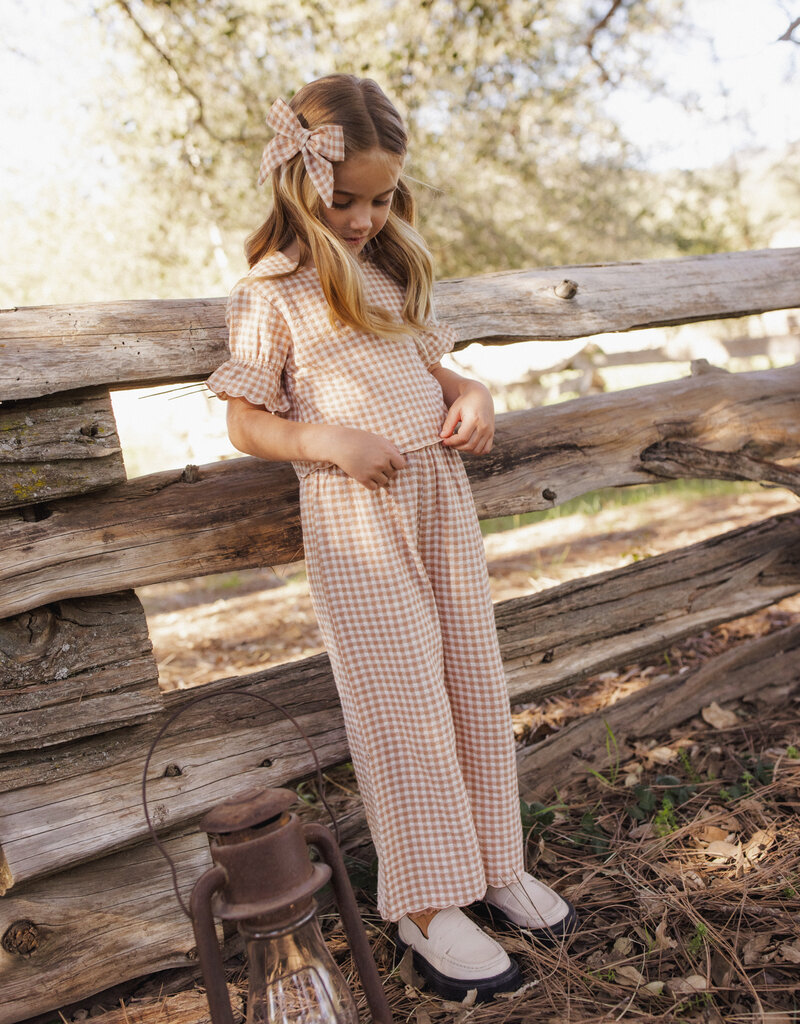 Rylee + Cru Inc. WIDE LEG PANT FAWN GINGHAM
