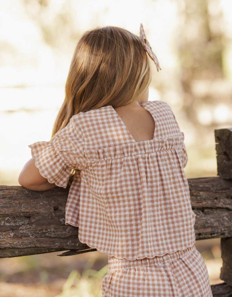 Rylee + Cru LLC FRANCIE BLOUSE FAWN GINGHAM