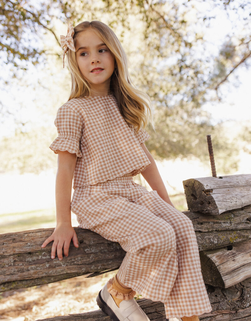 Rylee + Cru Inc. FRANCIE BLOUSE FAWN GINGHAM