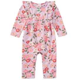 Tea Collection RUFFLE SHOULDER BABY ROMPER ROSA CANINA