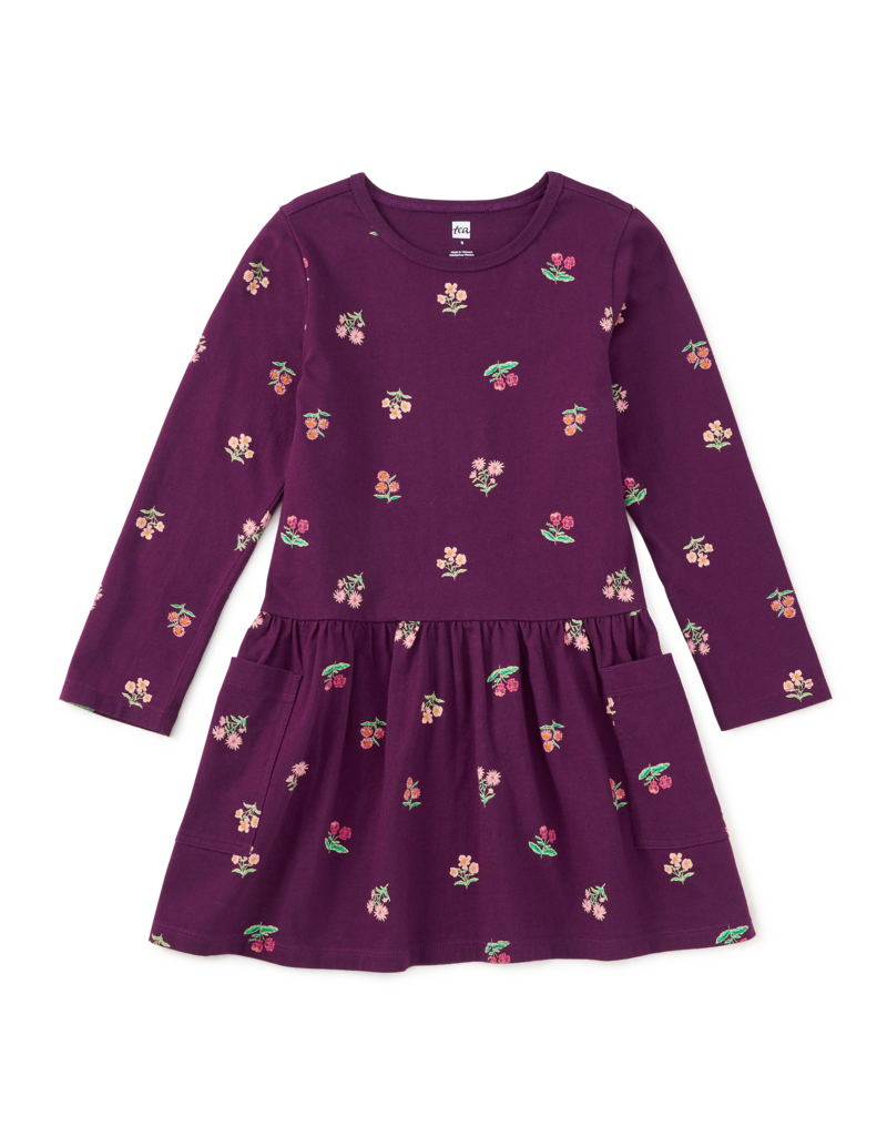 Tea Collection LONG SLEEVE POCKET DRESS MIDNIGHT POSY